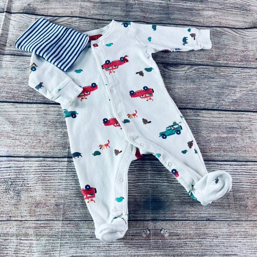 Baby Boy 0-3m Joules Footie & Hospital Hat - Picture 1 of 7